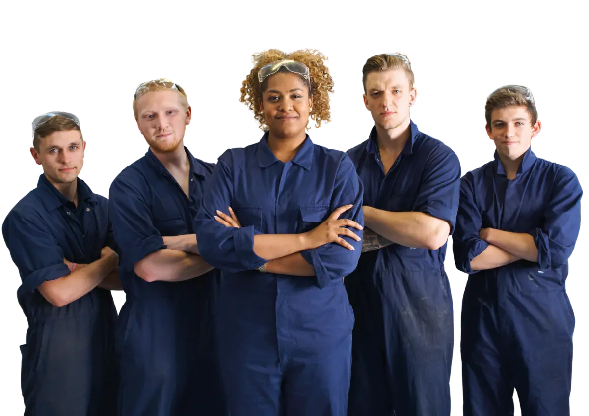 Apprentices in overalls